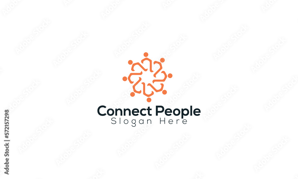 Connect People Logo Design, Minimal Community, Network, Unity, collaboration, partnership Logo Vector Design template.