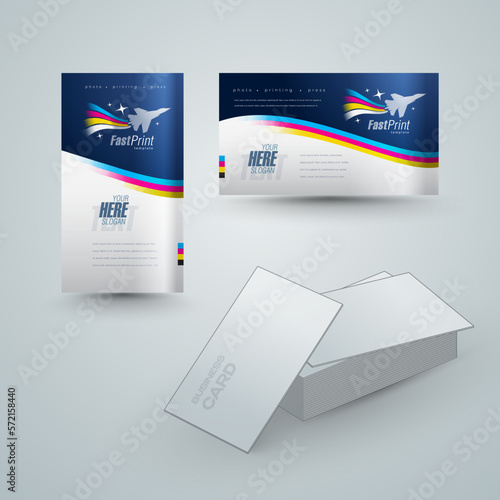 Business cart set vertical and horizontal design template Fast print cmyk polygraphy printing theme vector