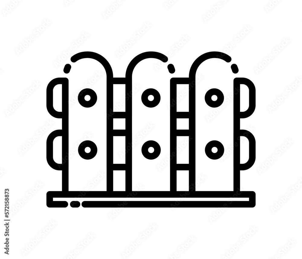 Wood fence line icon vector image Wood fence line icon vector image