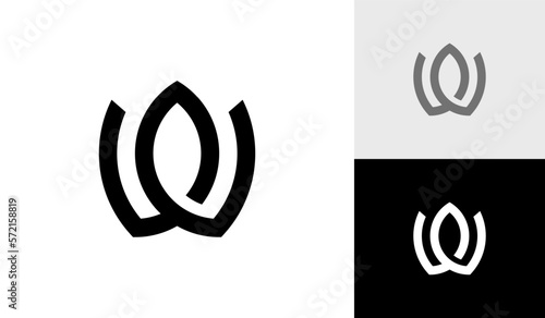 Letter W initial monogram with flower shape logo design vector