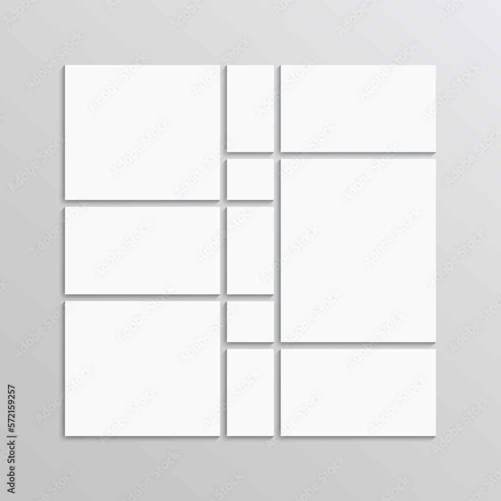 Square scrapbook layout. Moodboard gallery. Mosaic pictures square frame. Photo collage grid. Mood board background. Banner template. Album brandboard. Portfolio images. Vector illustration Square scrapbook layout. Moodboard gallery. Mosaic pictures square frame. Photo collage grid. Mood board background. Banner template. Album brandboard. Portfolio images. Vector illustration