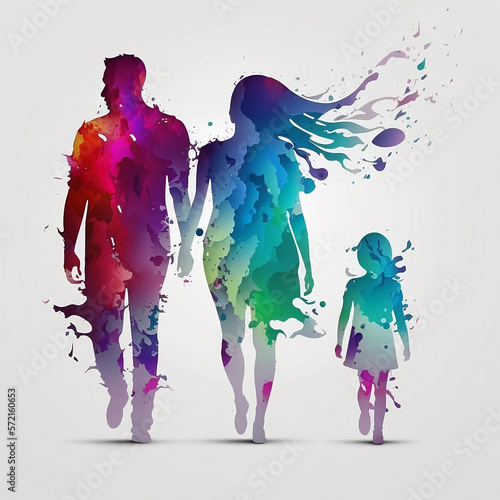 Illustration of  Family with Infinite Colors, AI Generated Vector illustration on white background © ShadowHero