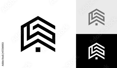 Letter G initial monogram with house roof logo design vector