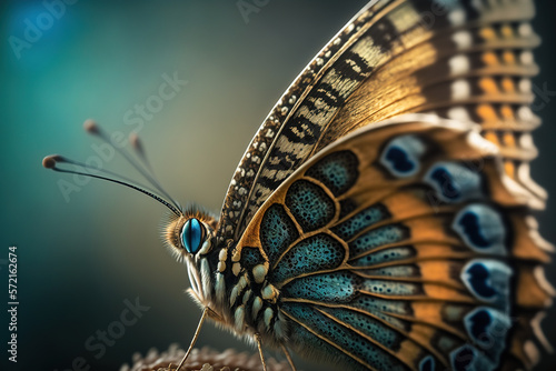 A close-up selective focus shot of a butterfly. Generative AI © Hayatun