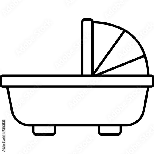 Baby bassinet Outline vector icon which can easily edit


