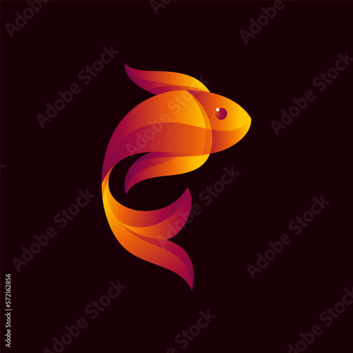 Logo icon ilustration fish gold gradient colorful style