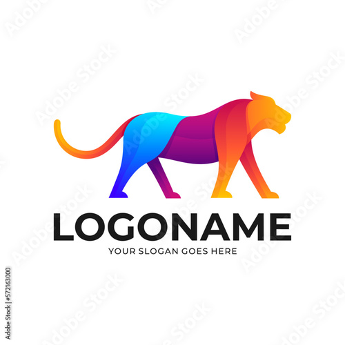 Simple vector gradient Tiger, cougar logo icon illustration