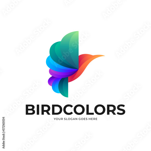 Vector logo icon ilustration Bird gradient colorful style