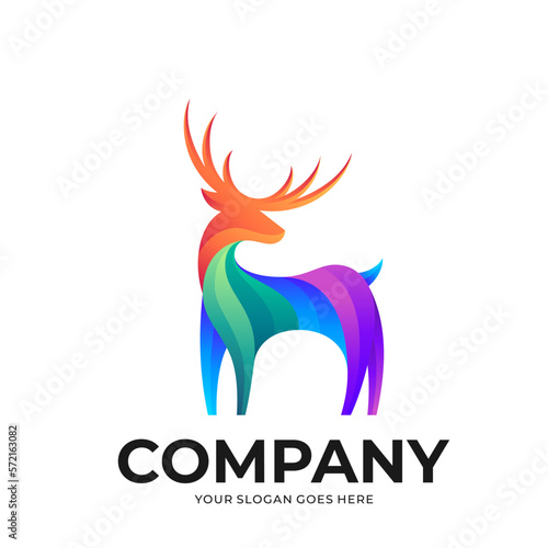Vector logo icon ilustration Deer gradient colorful style
