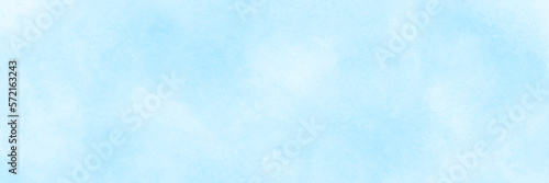 Soft blue watercolor abstract background. Hand painted watercolor panorama background in blue color.