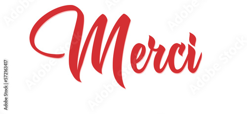Merci - thank you written in french - red color - picture, poster, placard, banner, postcard, card. png 