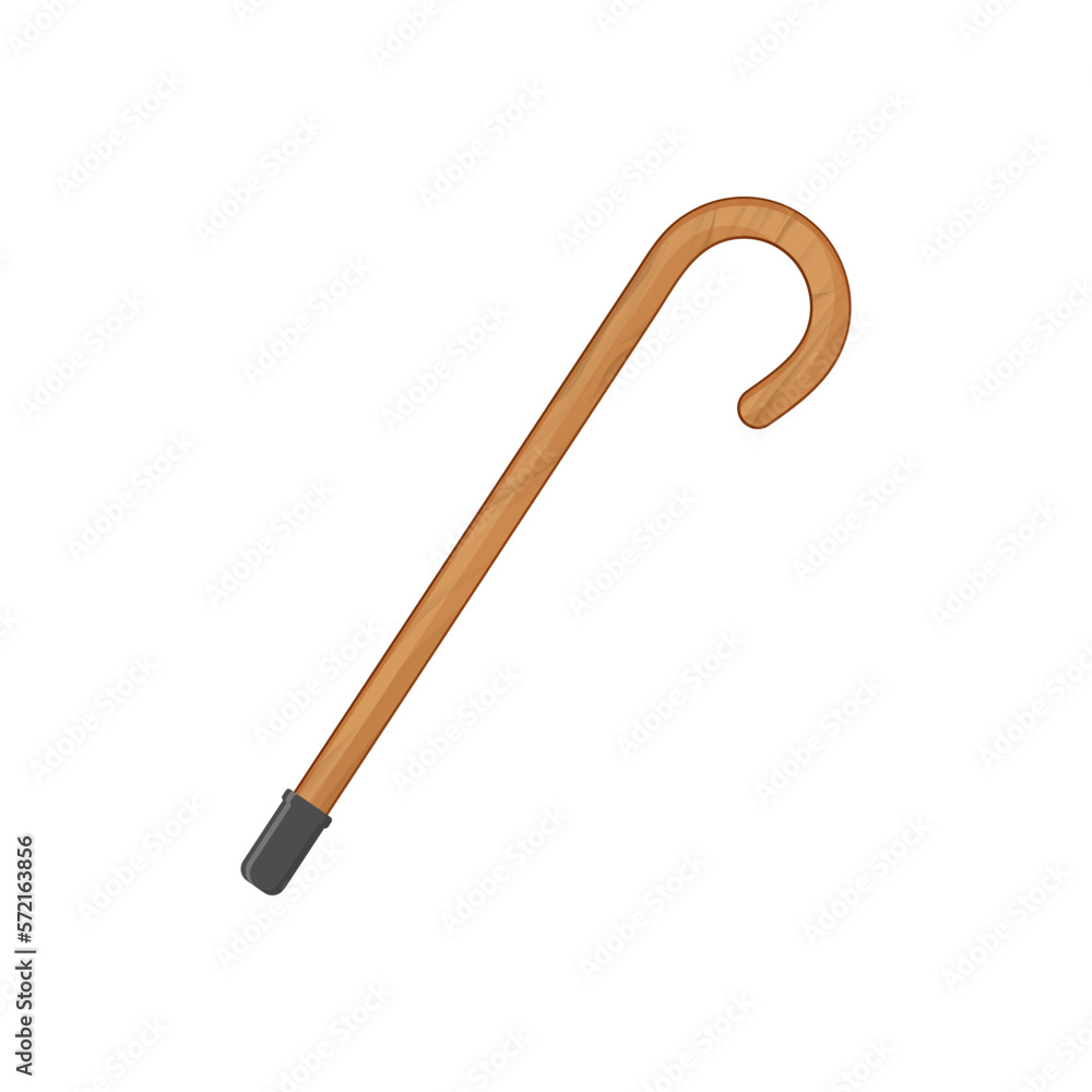 wooden walking stick on white background, vector wooden walking stick on white background, vector