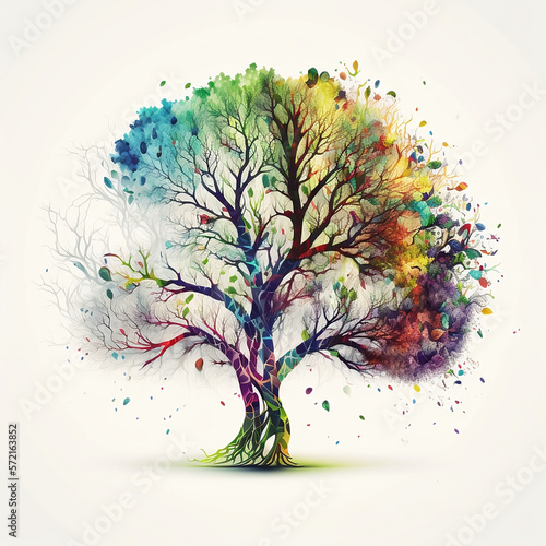 Illustration of Tree with Infinite Colors, AI Generated Vector illustration on white background