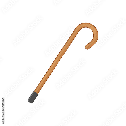 wooden walking stick on white background, vector
