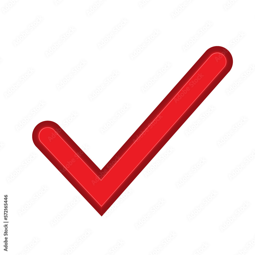 3D Check mark. red, 3D 3D Check mark. red, 3D
