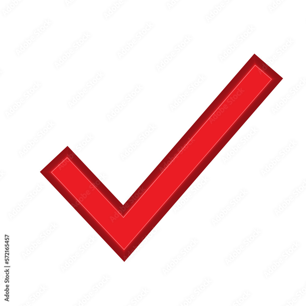 3D Check mark. red, 3D 3D Check mark. red, 3D