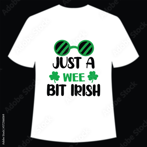 Just wee bit Irish St. Patrick's Day Shirt Print Template, Lucky Charms, Irish, everyone has a little luck Typography Design