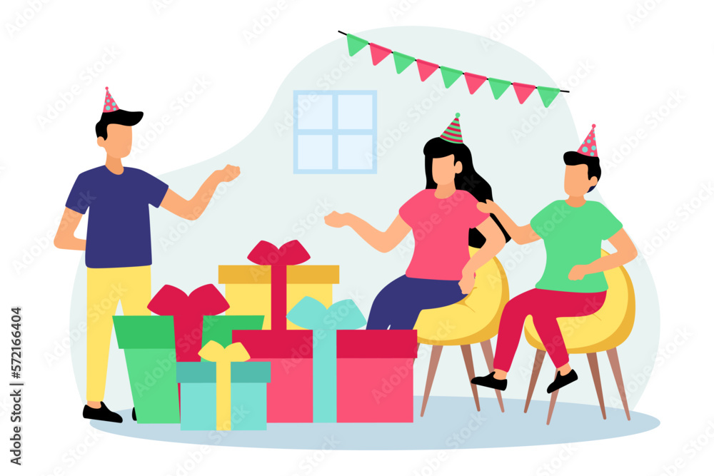 Fototapeta premium Birthday Party Flat Design Illustration