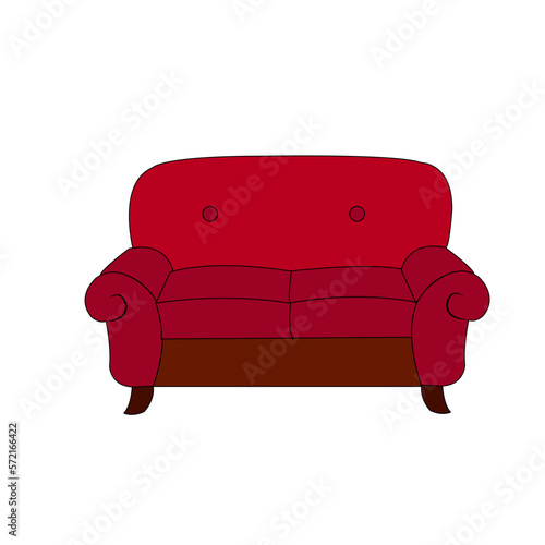 Free vector red leather sofa realistic illustration