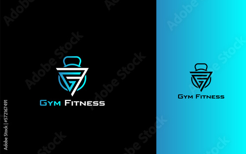 Gym Fitness modern monogram logo vector	
