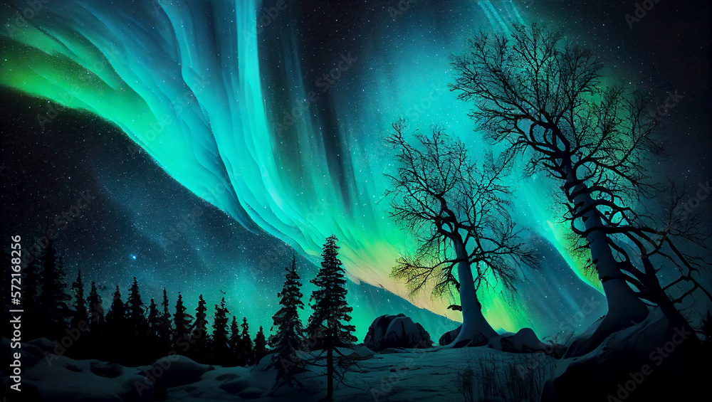 Dancing Lights: The Majestic and Awe-Inspiring Beauty of the Polar Aurora - obrazy, fototapety, plakaty 