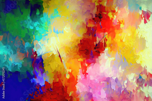 Abstract colorful background with impressionist paint strokes (Generative AI)