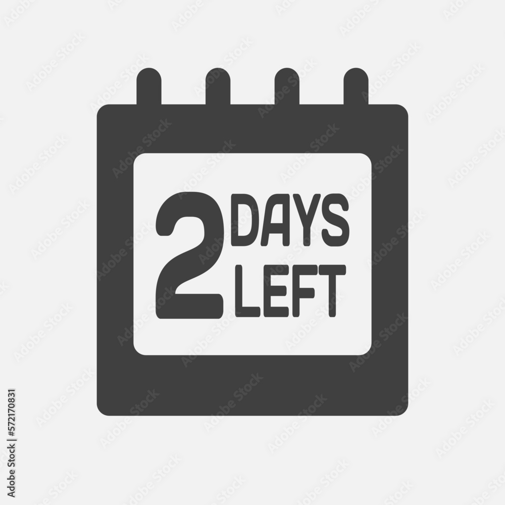 Countdown daily page calendar icon - 2 days left Countdown daily page calendar icon - 2 days left