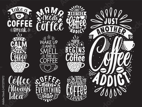 Coffee quotes vector typography coffee bundle design Coffee quotes SVG cut files bundle, quotes t shirt designs bundle.