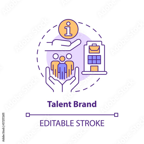 Talent brand concept icon. Inclusive view. Diversifying pipeline of candidate abstract idea thin line illustration. Isolated outline drawing. Editable stroke. Arial, Myriad Pro-Bold fonts used