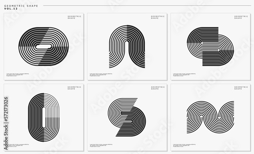 Modern blended line abstract letter O N S logo design set