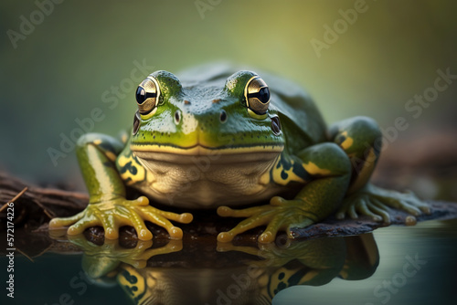 A close-up selective focus shot of a frog. Generative AI © Hayatun