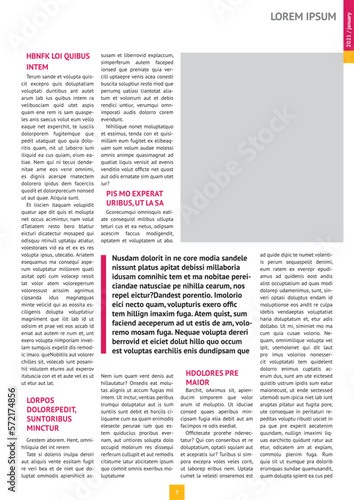 magazine, annual report mockup with pink headers, article