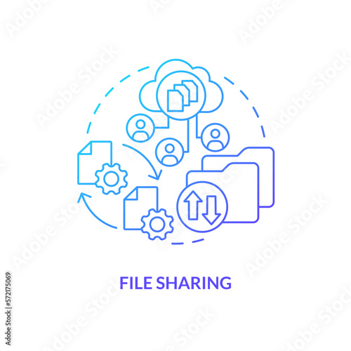 File sharing blue gradient concept icon. Free access to project. Version control advantage abstract idea thin line illustration. Isolated outline drawing. Myriad Pro-Bold font used