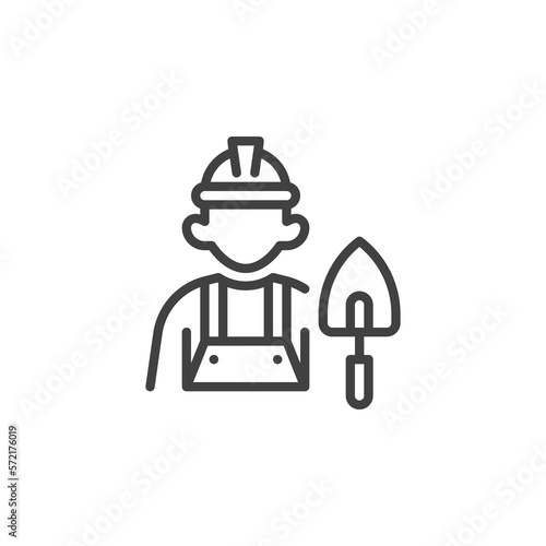 Plasterer worker line icon