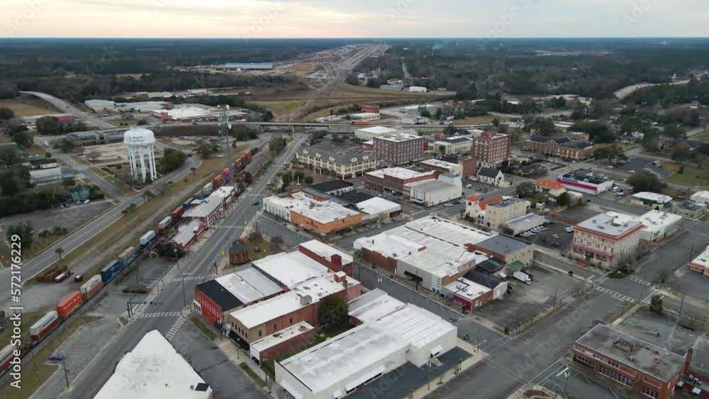 Downtown Waycross Georgia Aerial View Tracking Right Downtown Waycross Georgia Aerial View Tracking Right