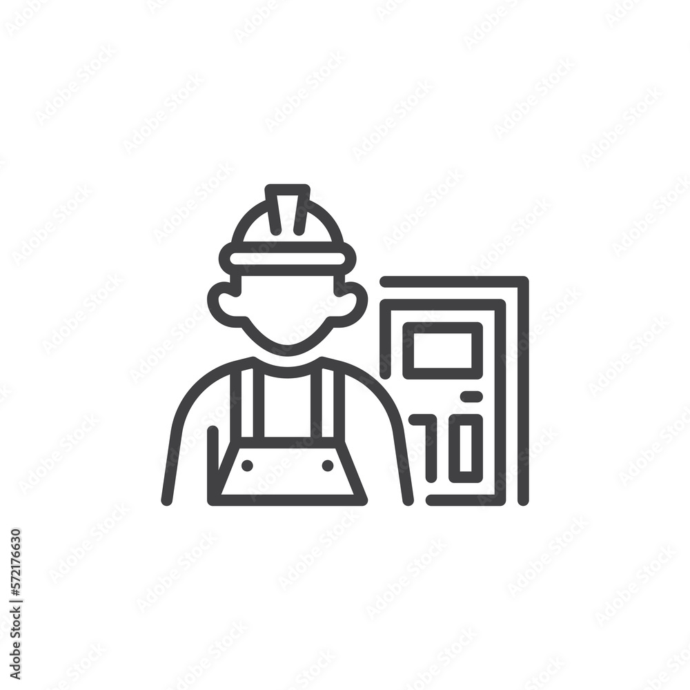 Door installation service line icon Door installation service line icon