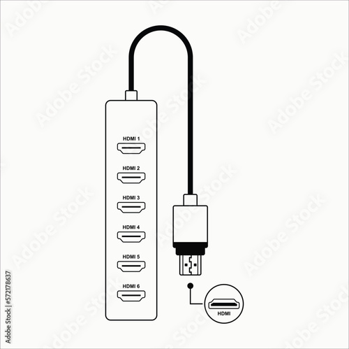 HDMI HUB icon vector design illustration line art