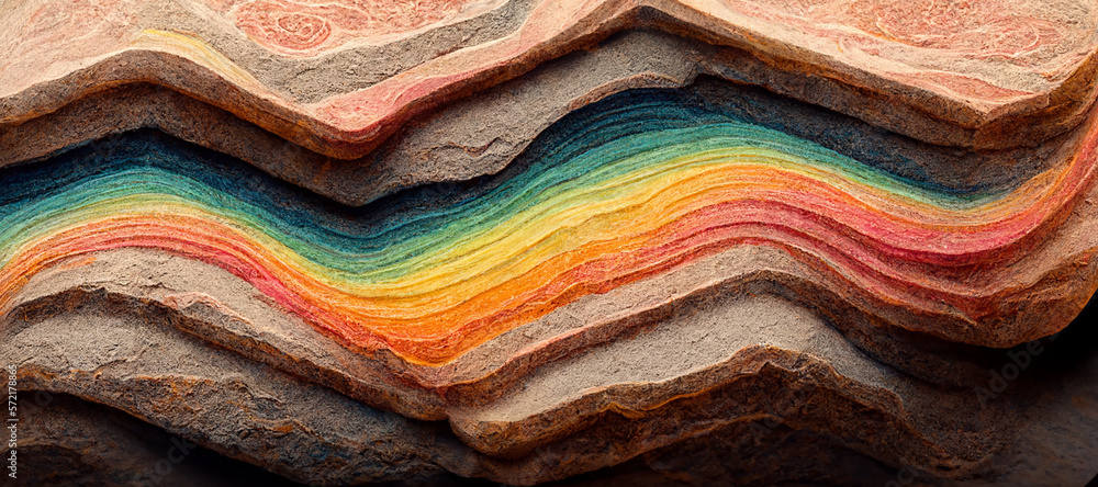 Abstract sandstone wallpaper design, vibrant rainbow colors.