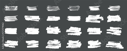Hand draw brush quotes, commas, ornament, marks, splash and flourish set. Vector stock illustration isolated on black background for design template text and page decoration, headline, speech bubble. 