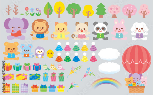 かわいい動物セット　Vector illustration of cute animals
