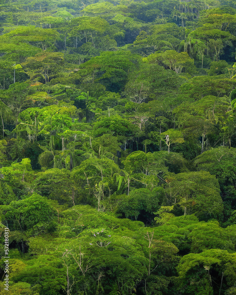 Ai generated lushly green jungle background.