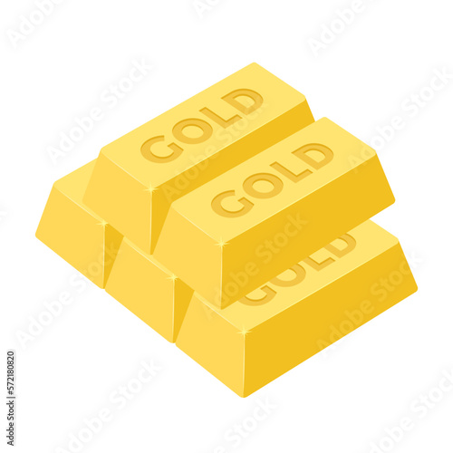 gold bar stack flat vector illustration clipart isolated on white background