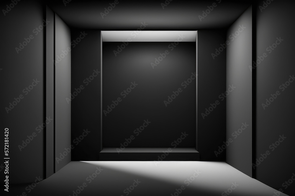 Abstract Luxury black gradient wall and empty studio room background Generative AI Abstract Luxury black gradient wall and empty studio room background Generative AI