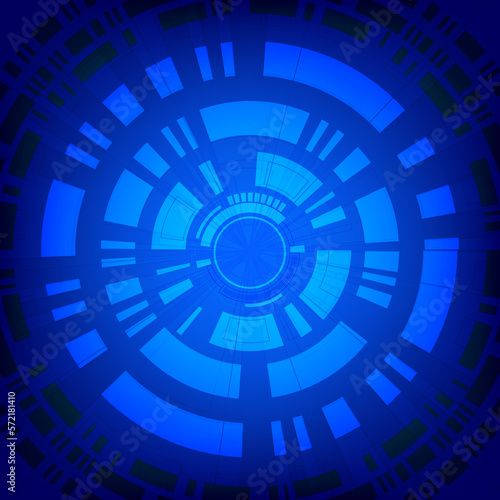 Abstract futuristic blue circle interface background