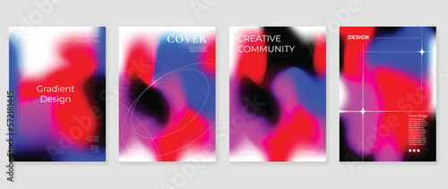 Vibrant colorful gradient background vector set. Trendy abstract gradient fluid blurred background and sparkle element lines. Design illustration for cover, wallpaper, poster, business, card, banner.