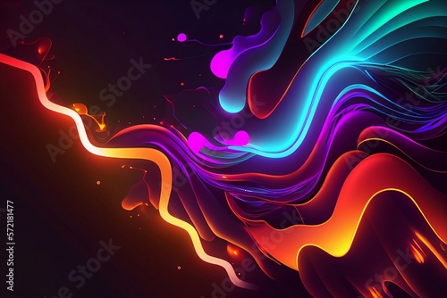 abstract background with neon lines made with generative ai