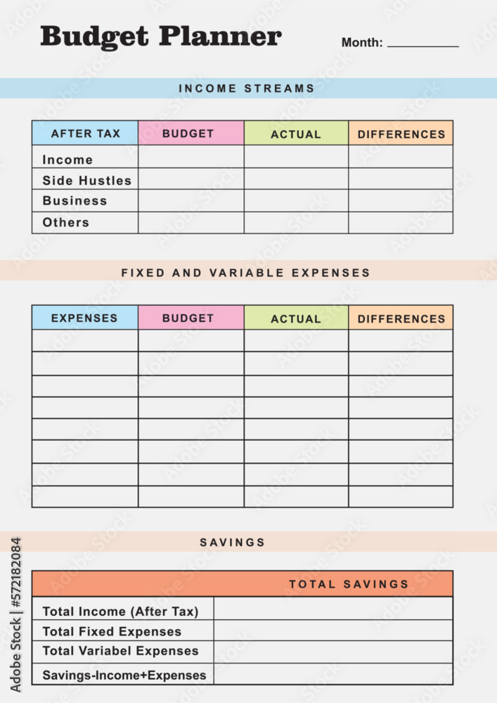 Modern budget planner template. Budget planner and to do list. Monthly ...