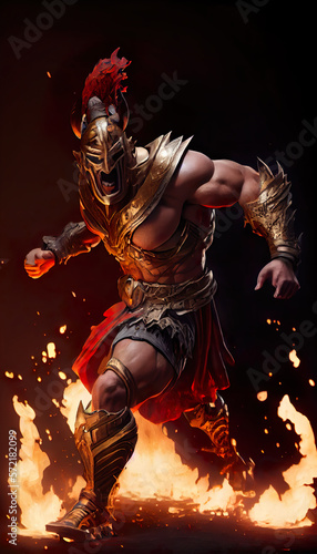illustration of Ares. Ancient Greek God Ares, god of war, the spirit of battle and courage in Greek Mythology. artwork, Non-existent person photo