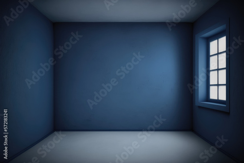 Abstract Luxury blue gradient wall and empty studio room background Generative AI