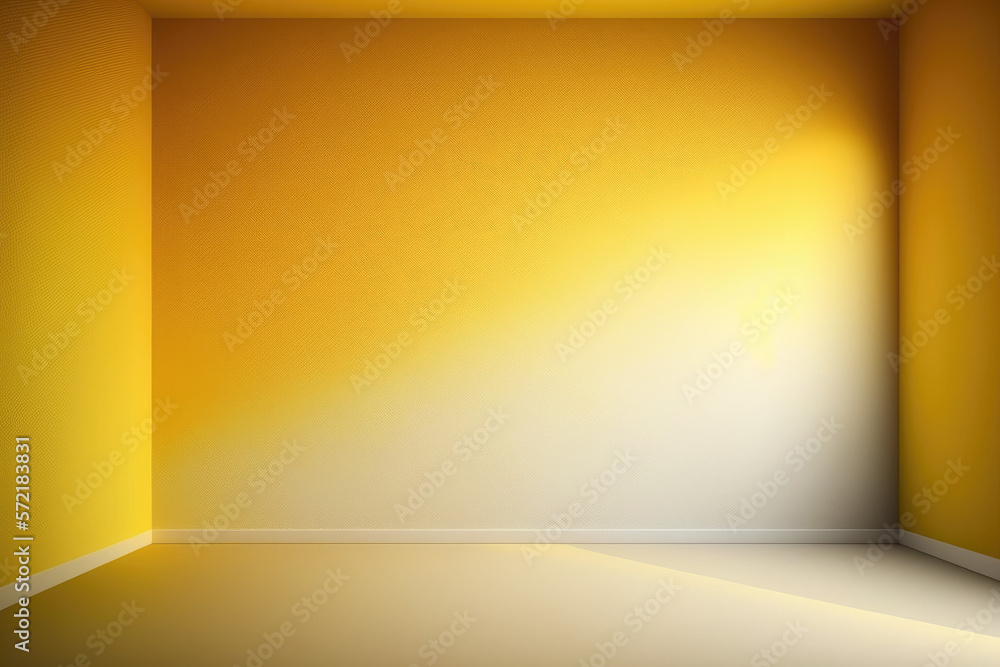 Abstract Luxury Yellow gradient wall and empty studio room background Generative AI